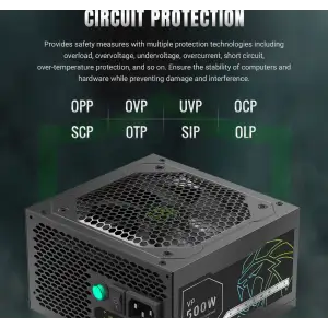 Блок питания GAMEMAX 500W, 80+ Bronze, fan 120mm ATX3.1 OPP/OVP/UVP/OCP/SCP/OTP/SIP/OLP VP 500S BK UA