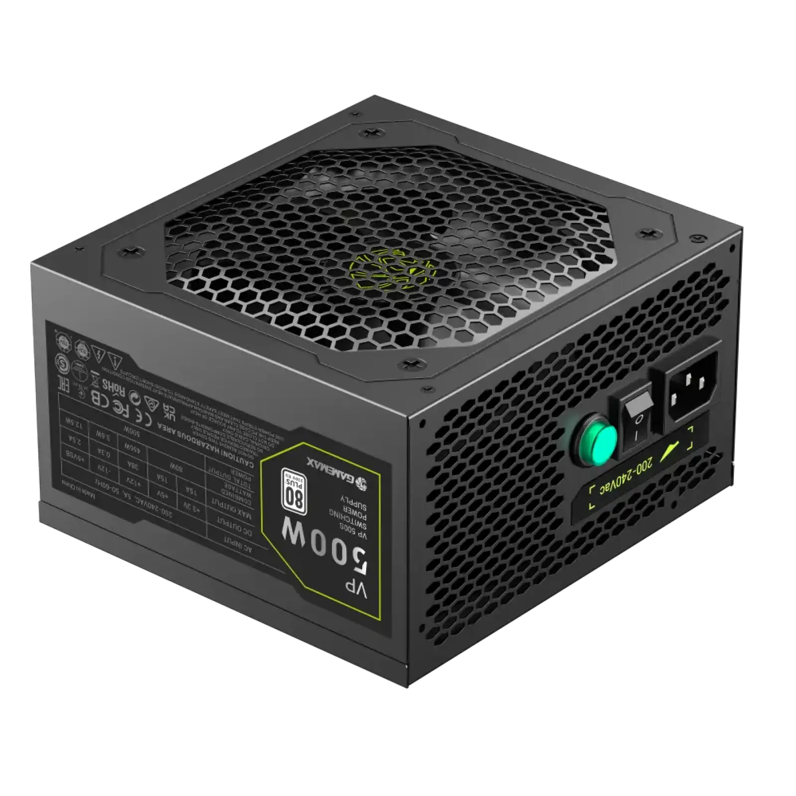Блок питания GAMEMAX 500W, 80+ Bronze, fan 120mm ATX3.1 OPP/OVP/UVP/OCP/SCP/OTP/SIP/OLP VP 500S BK UA