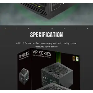 Блок питания GAMEMAX 500W, 80+ Bronze, fan 120mm ATX3.1 OPP/OVP/UVP/OCP/SCP/OTP/SIP/OLP VP 500S BK UA