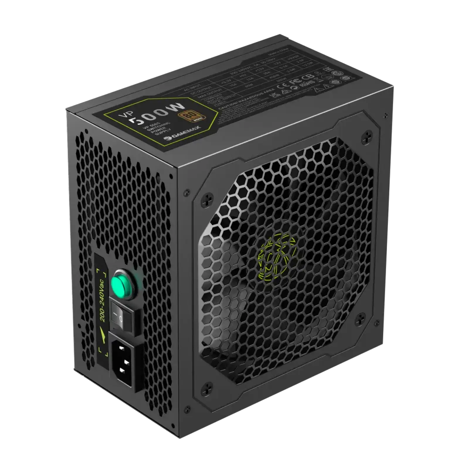Блок питания GAMEMAX 500W, 80+ Bronze, fan 120mm ATX3.1 OPP/OVP/UVP/OCP/SCP/OTP/SIP/OLP VP 500S BK UA