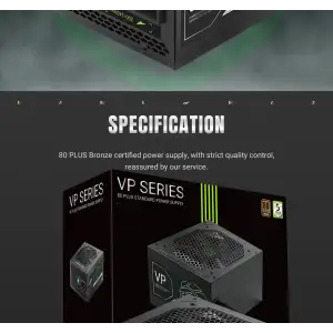 Блок питания GAMEMAX 600W, 80+ Bronze, fan 120mm PCIe 5. 1 & ATX3.1, Native 12V-2x6 OPP/OVP/UVP/OCP/SCP/OT VP 600S BK UA