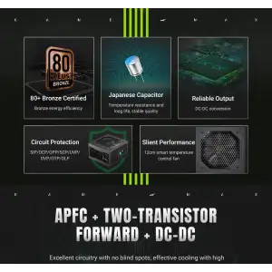 Блок питания GAMEMAX 600W, 80+ Bronze, fan 120mm PCIe 5. 1 & ATX3.1, Native 12V-2x6 OPP/OVP/UVP/OCP/SCP/OT VP 600S BK UA