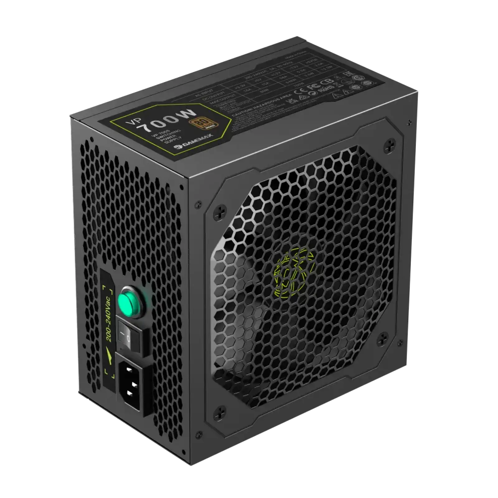 Блок живлення GAMEMAX 700W, 80+ Bronze, fan 120mm PCIe 5. 1 & ATX3.1, Native 12V-2x6 OPP/OVP/UVP/OCP/SCP/OT VP 700S BK UA
