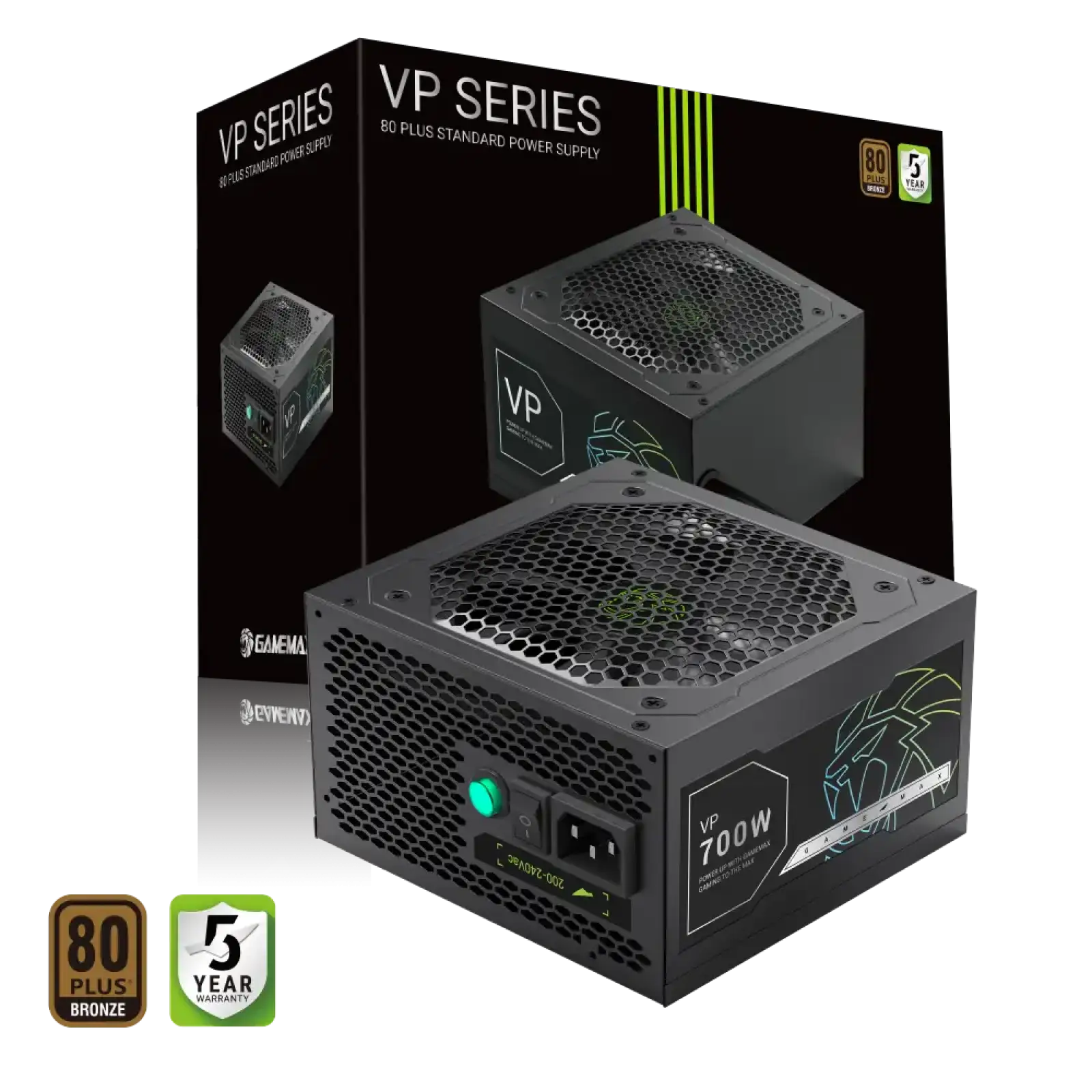 Блок живлення GAMEMAX 700W, 80+ Bronze, fan 120mm PCIe 5. 1 & ATX3.1, Native 12V-2x6 OPP/OVP/UVP/OCP/SCP/OT VP 700S BK UA