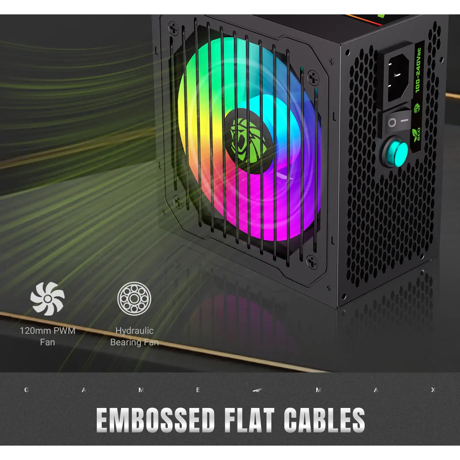 Блок живлення GAMEMAX 700W, 80+ Bronze, fan 120mm PCIe 5. 1 & ATX3.1, Native 12V-2x6 OPP/OVP/UVP/OCP/SCP/OT VP 700S BK-RGB UA