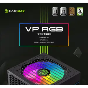 Блок живлення GAMEMAX 700W, 80+ Bronze, fan 120mm PCIe 5. 1 & ATX3.1, Native 12V-2x6 OPP/OVP/UVP/OCP/SCP/OT VP 700S BK-RGB UA