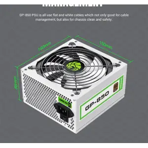 Блок живлення GAMEMAX 850W, 80+ Bronze, fan 140mm OPP/OVP/ UVP/OCP/SCP/OTP/NLP/SIP/OLP/NLO GP-850 White UA