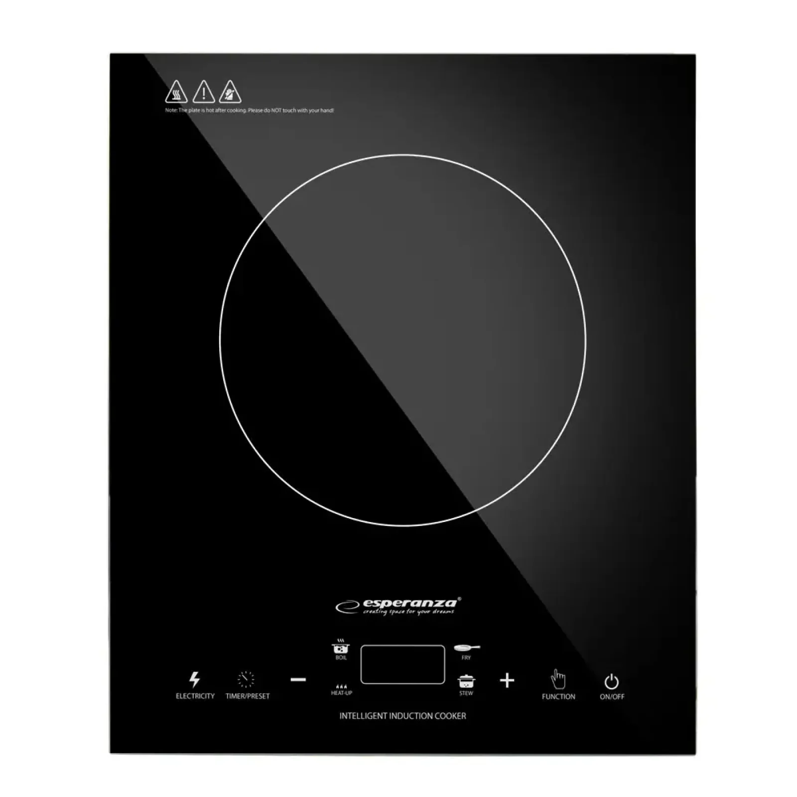 Індукційна електроплитка ESPERANZA 2000W, Black, 1 комфорка діаметром 22см, дисплей, таймер EKH009 UA