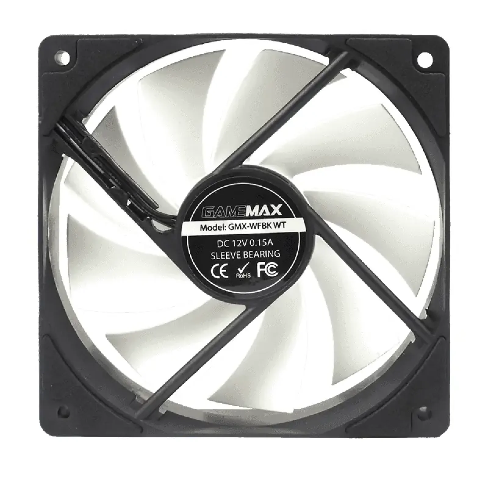 Кулер для корпусу GAMEMAX 120 мм, Molex+3pin, 23.4dB, 46.5CFM, білий з чорною рамкою GMX-WFBK-WT UA