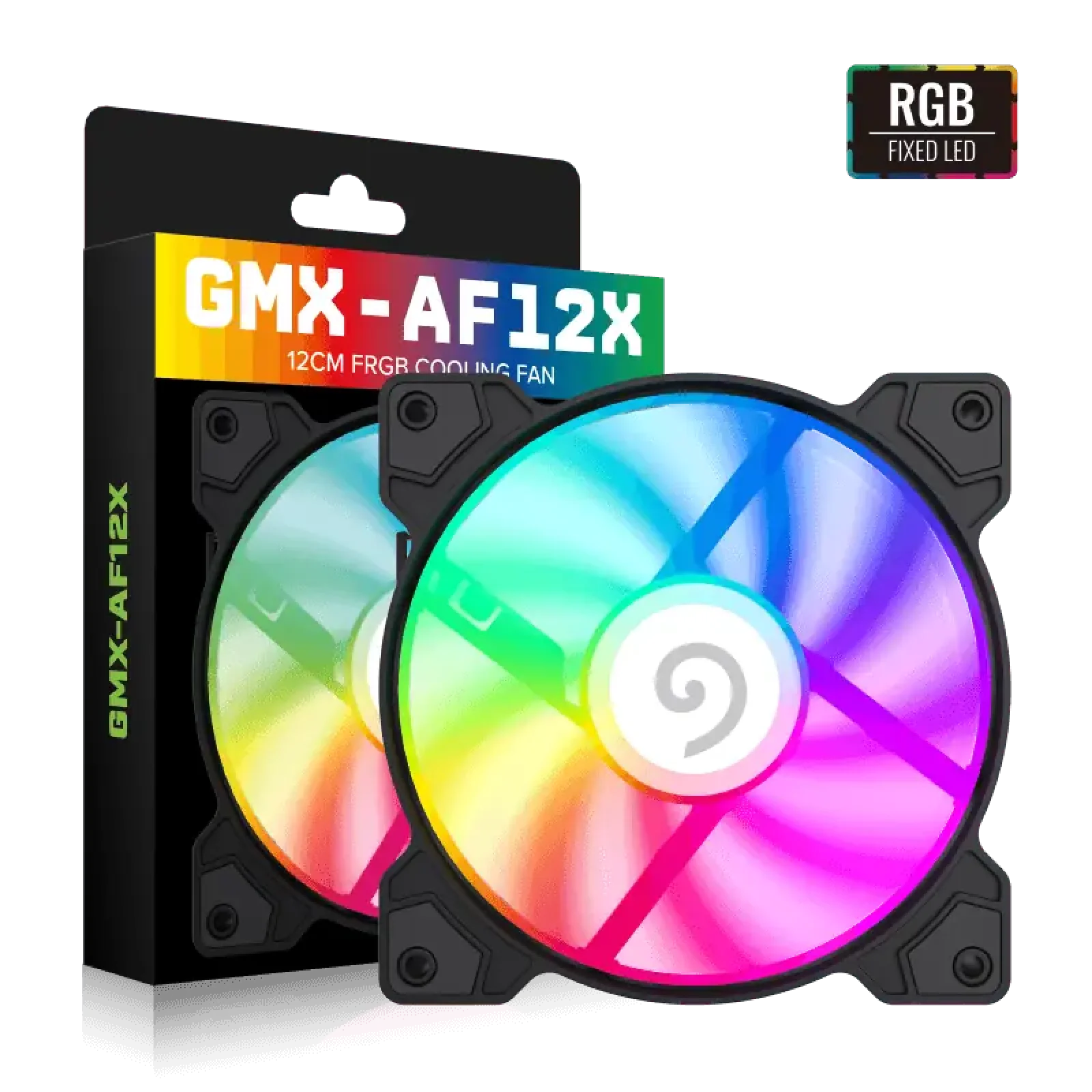 Кулер для корпусу GAMEMAX 120 мм, Molex+3pin, 28.2dBA, 1200 rpm, FRGB, чорна рамка GMX-AF12X UA