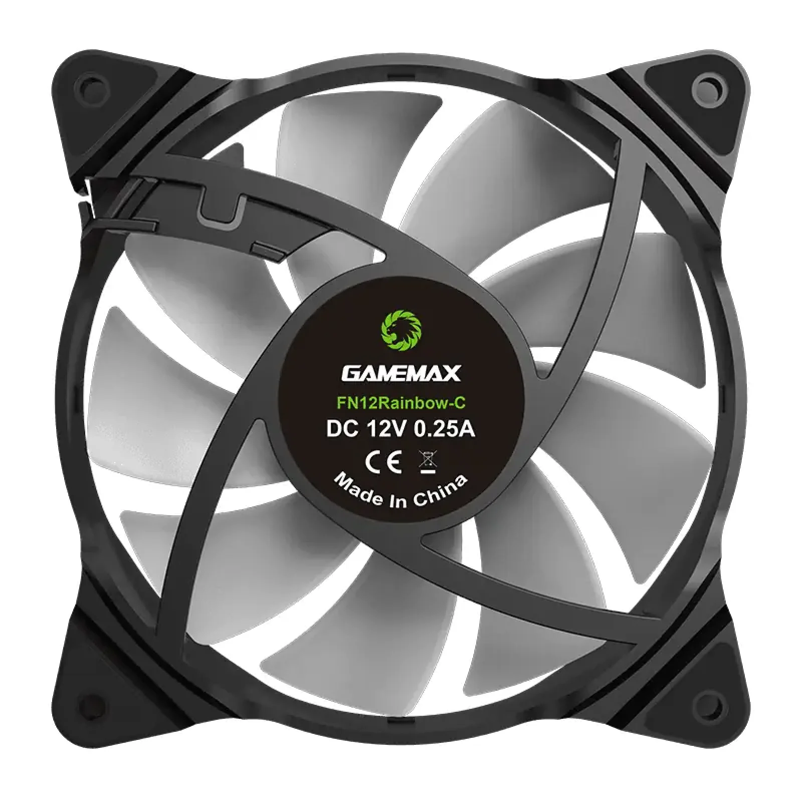 Кулер для корпусу GAMEMAX 120 мм, 3pin(M/F)/3+4pin Molex ARGB, чорна рамка FN-12Rainbow-C2 UA