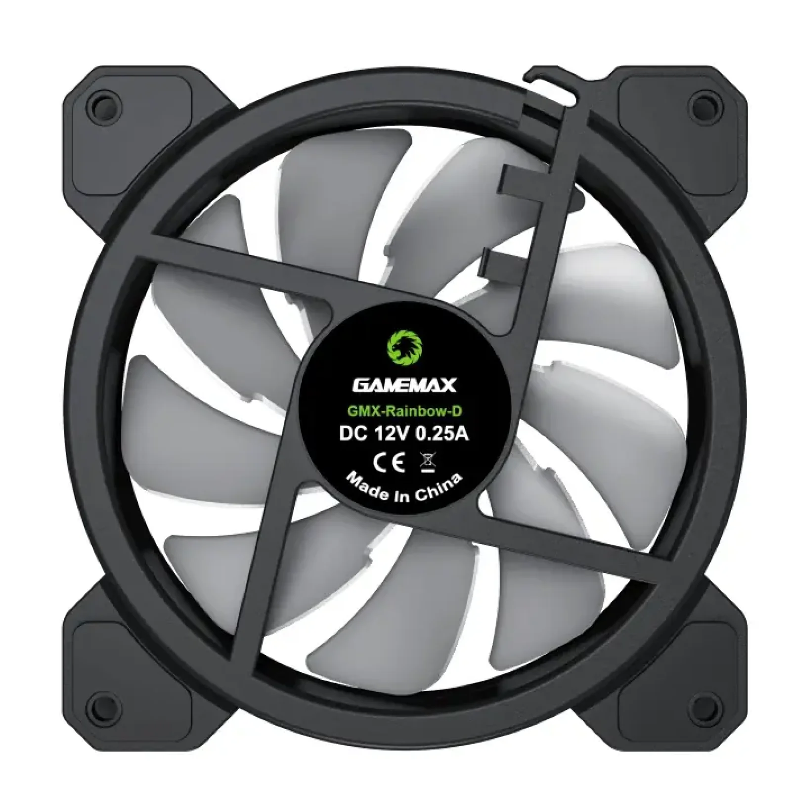 Кулер для корпусу GAMEMAX 120 мм, 3pin(F)/4pin Molex ARGB, чорна рамка FN-12Rainbow-D (FN-12Rainbow-D ) UA