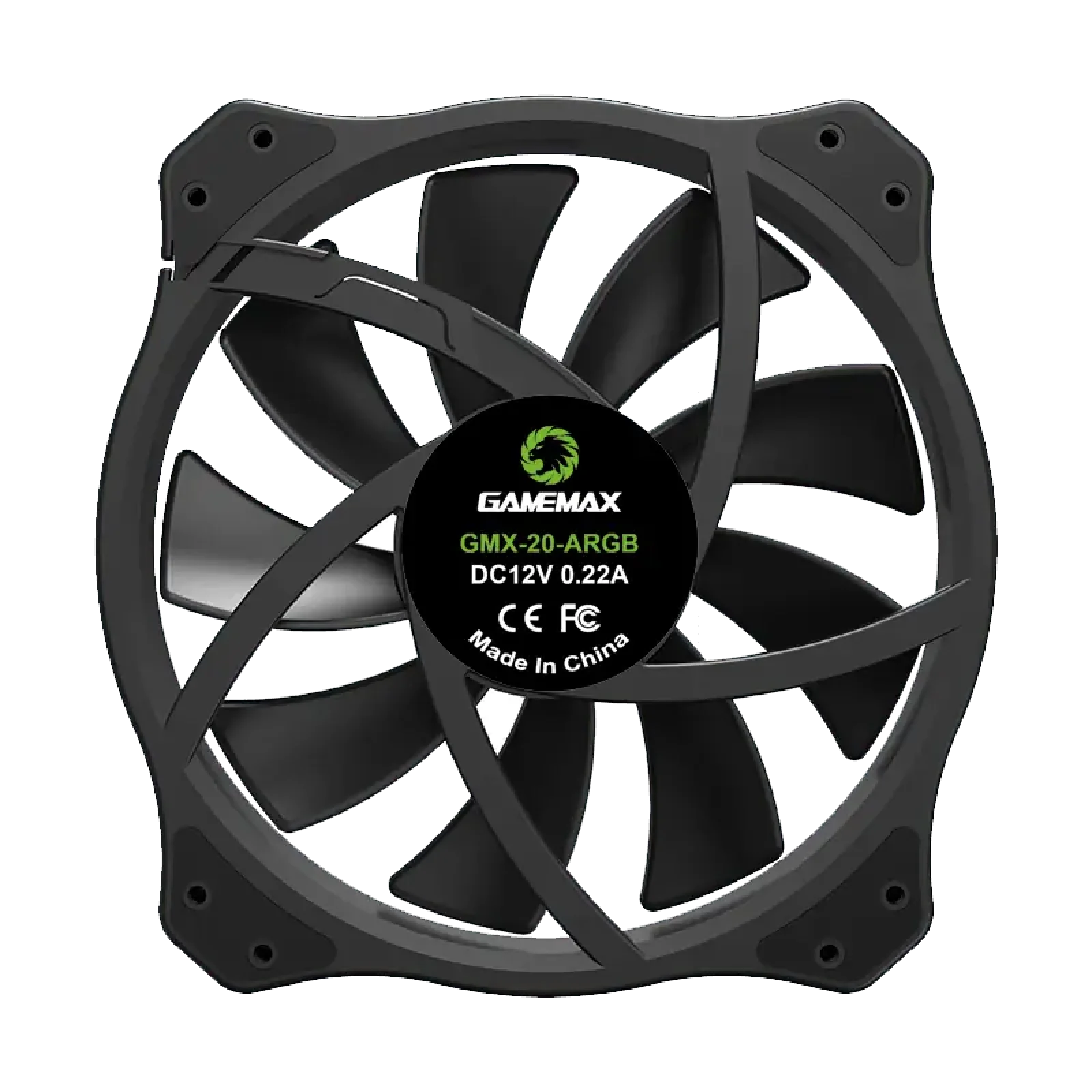 Кулер для корпуса GAMEMAX 200 мм, ARGB, 25.4-3pin, CFM38.6, 29.5dB, 800±200RPM, чорний GMX-20-ARGB UA