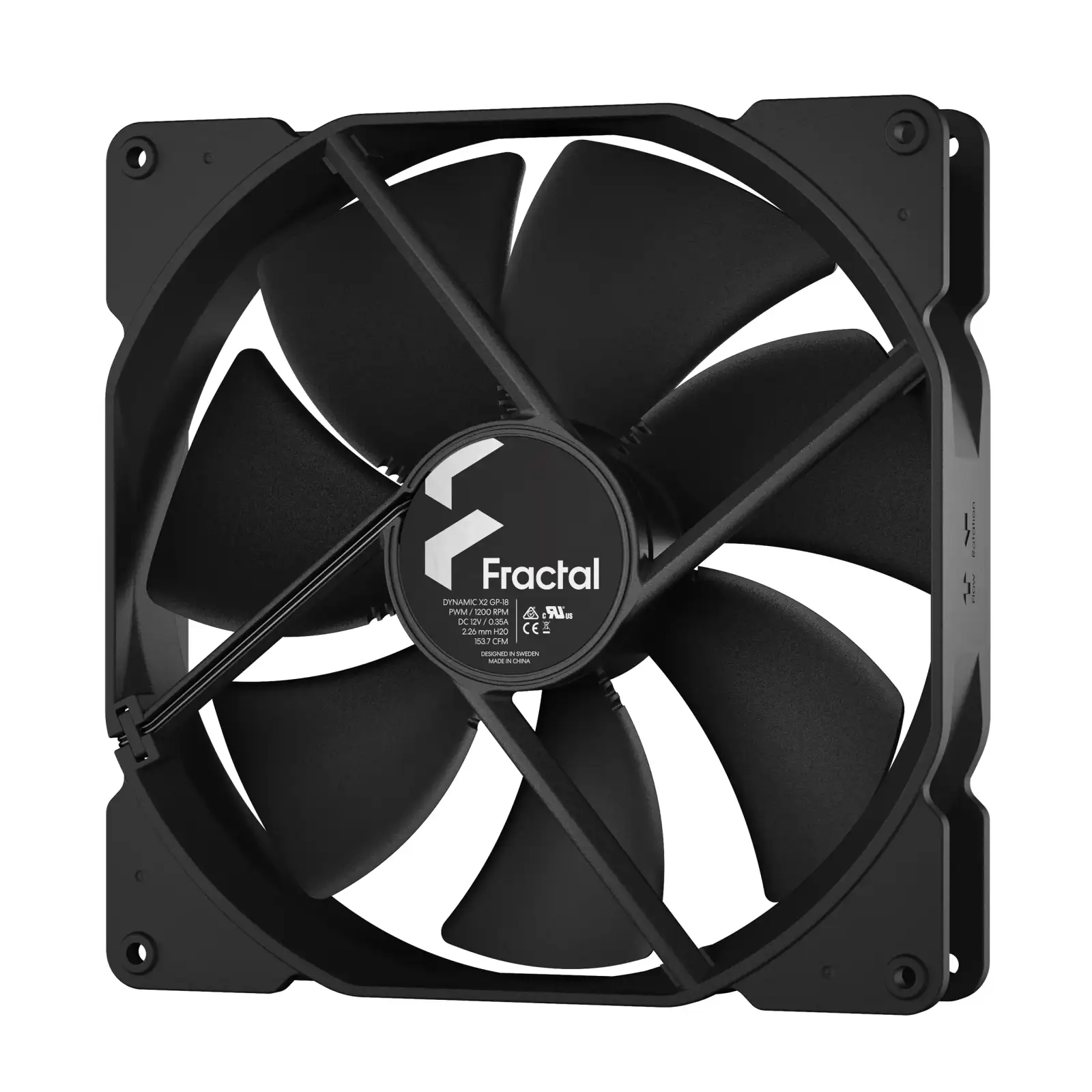 Вентилятор для корпусу FRACTAL DESIGN 180 мм, чорний, PWM Dynamic X2 GP-18 PWM Black (FD-FAN-DYN-X2-GP18-PWM-BK) UA