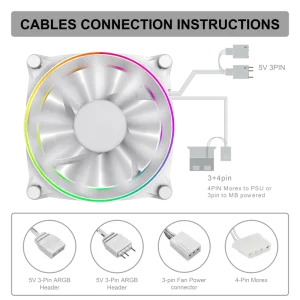 Кулер для корпусу GAMEMAX 120 мм, 3pin(M/F)/Molex+3pin ARGB, білий GMX-12-DBB-WT UA