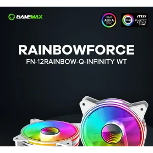 Кулер для корпусу GAMEMAX 120 мм, 3pin(M/F)/3+4pin Molex ARGB, білий FN-12Rainbow-Q-Infinity WT UA