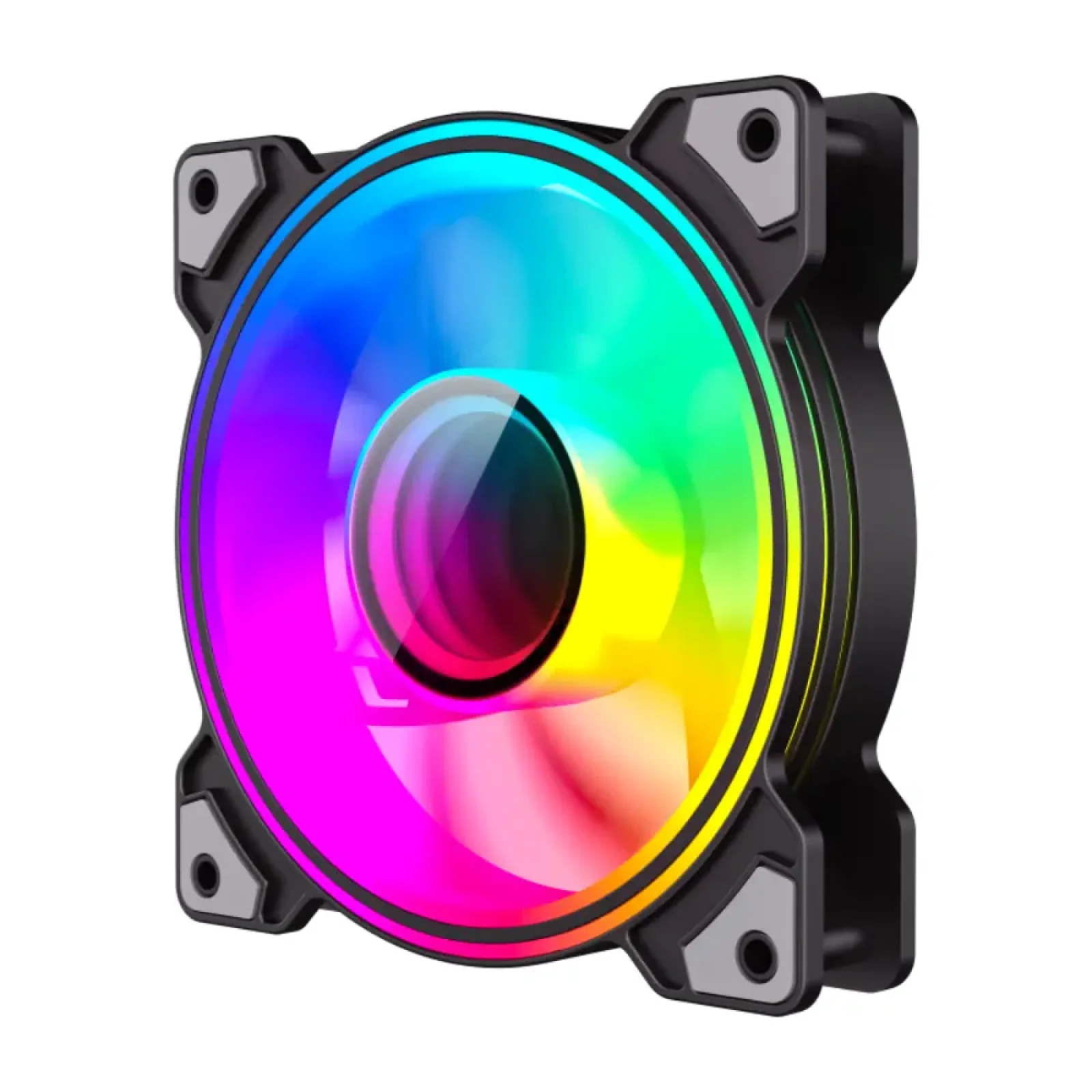 Кулер для корпусу GAMEMAX 120 мм, ARGB 3pin 5V(M/F),Molex+ 3pin, AURA SYNC or ARGB HUB Dual Ring Infinity BK UA