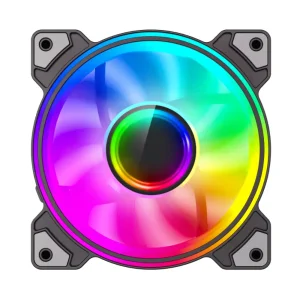 Кулер для корпусу GAMEMAX 120 мм, ARGB 3pin 5V(M/F),Molex+ 3pin, AURA SYNC or ARGB HUB Dual Ring Infinity BK UA