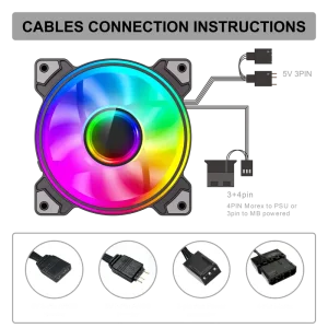 Кулер для корпусу GAMEMAX 120 мм, ARGB 3pin 5V(M/F),Molex+ 3pin, AURA SYNC or ARGB HUB Dual Ring Infinity BK UA