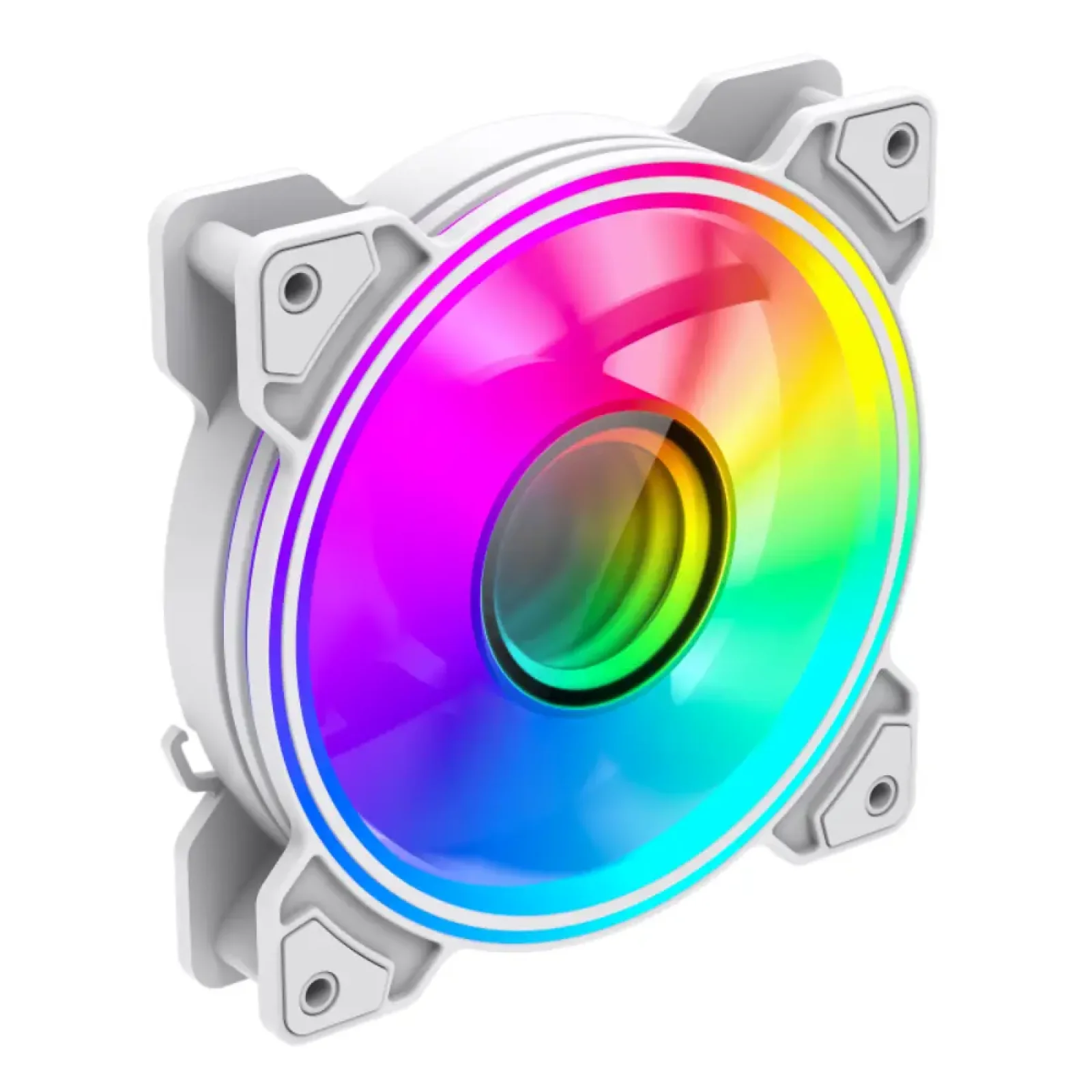 Кулер для корпусу GAMEMAX 120 мм, ARGB 3pin 5V(M/F),Molex+ 3pin, AURA SYNC or ARGB HUB Dual Ring Infinity WH UA