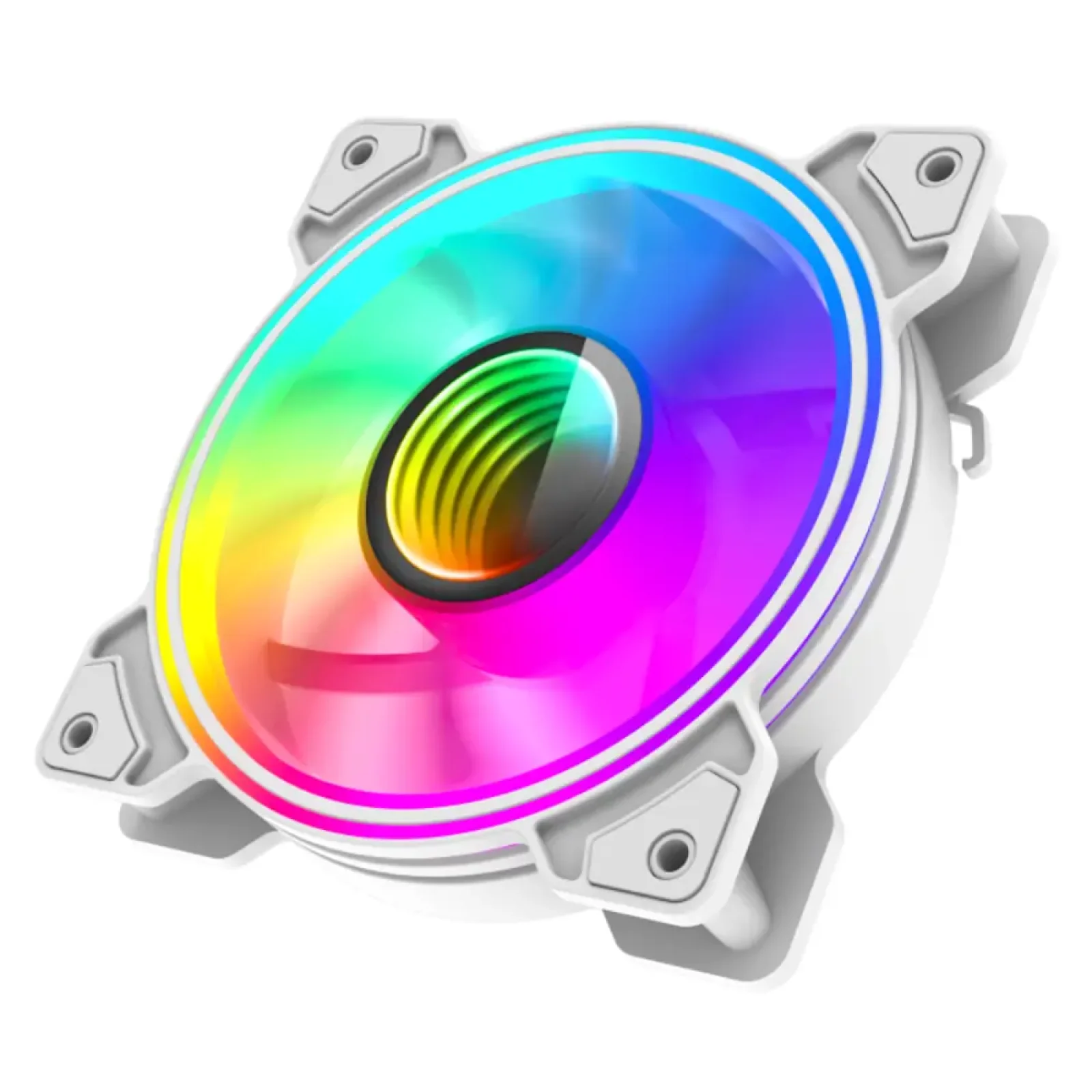 Кулер для корпусу GAMEMAX 120 мм, ARGB 3pin 5V(M/F),Molex+ 3pin, AURA SYNC or ARGB HUB Dual Ring Infinity WH UA