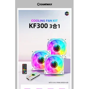 Кулер для корпусу GAMEMAX 120mm*3 KIT ARGB fan KF300 WH UA