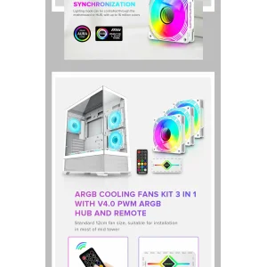 Кулер для корпусу GAMEMAX 120mm*3 KIT ARGB fan KF300 WH UA