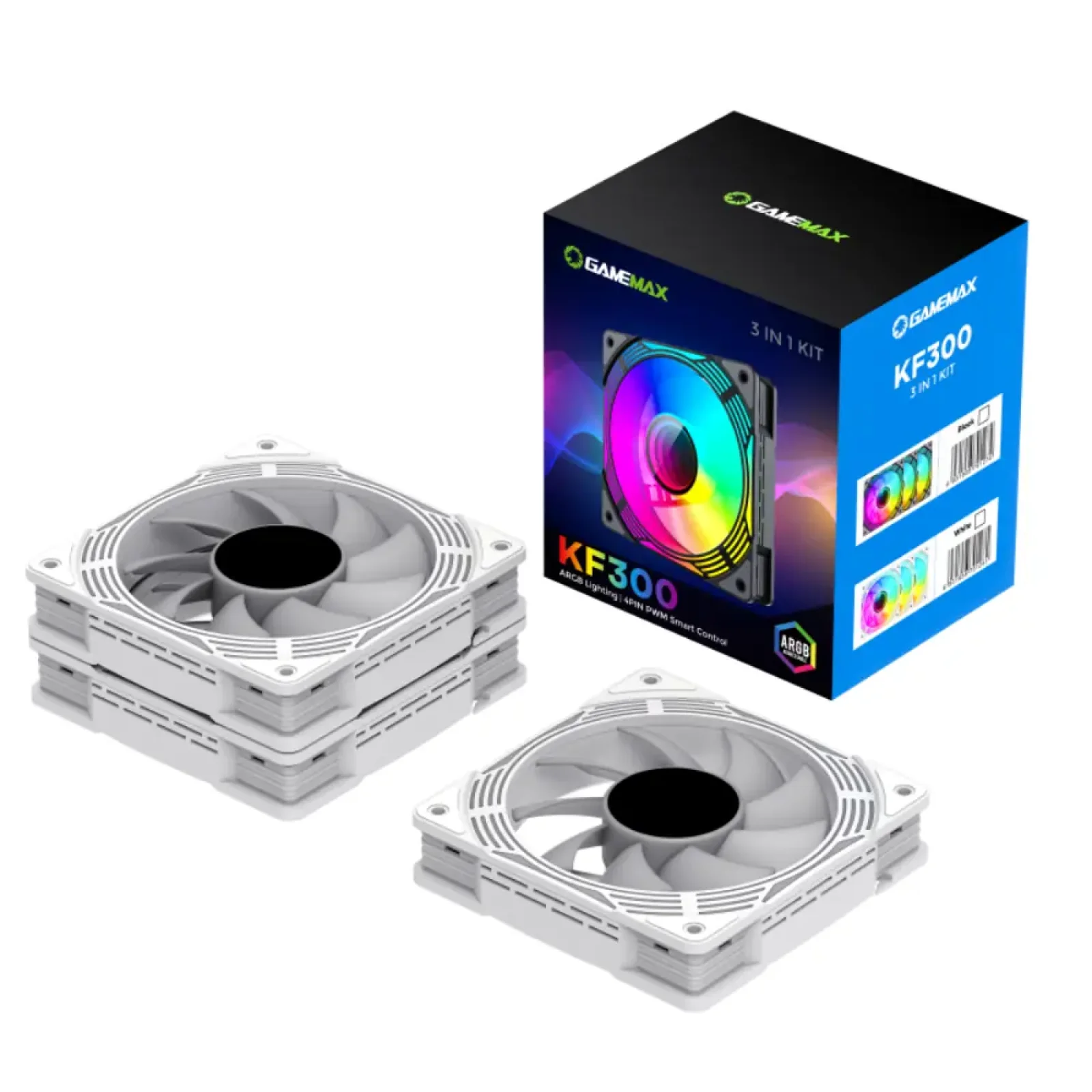 Кулер для корпусу GAMEMAX 120mm*3 KIT ARGB fan KF300 WH UA
