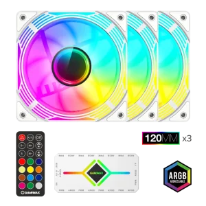 Кулер для корпусу GAMEMAX 120mm*3 KIT ARGB fan KF300 WH UA