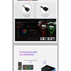 Кулер для корпусу GAMEMAX 120mm*3 KIT ARGB fan KF300 BK UA