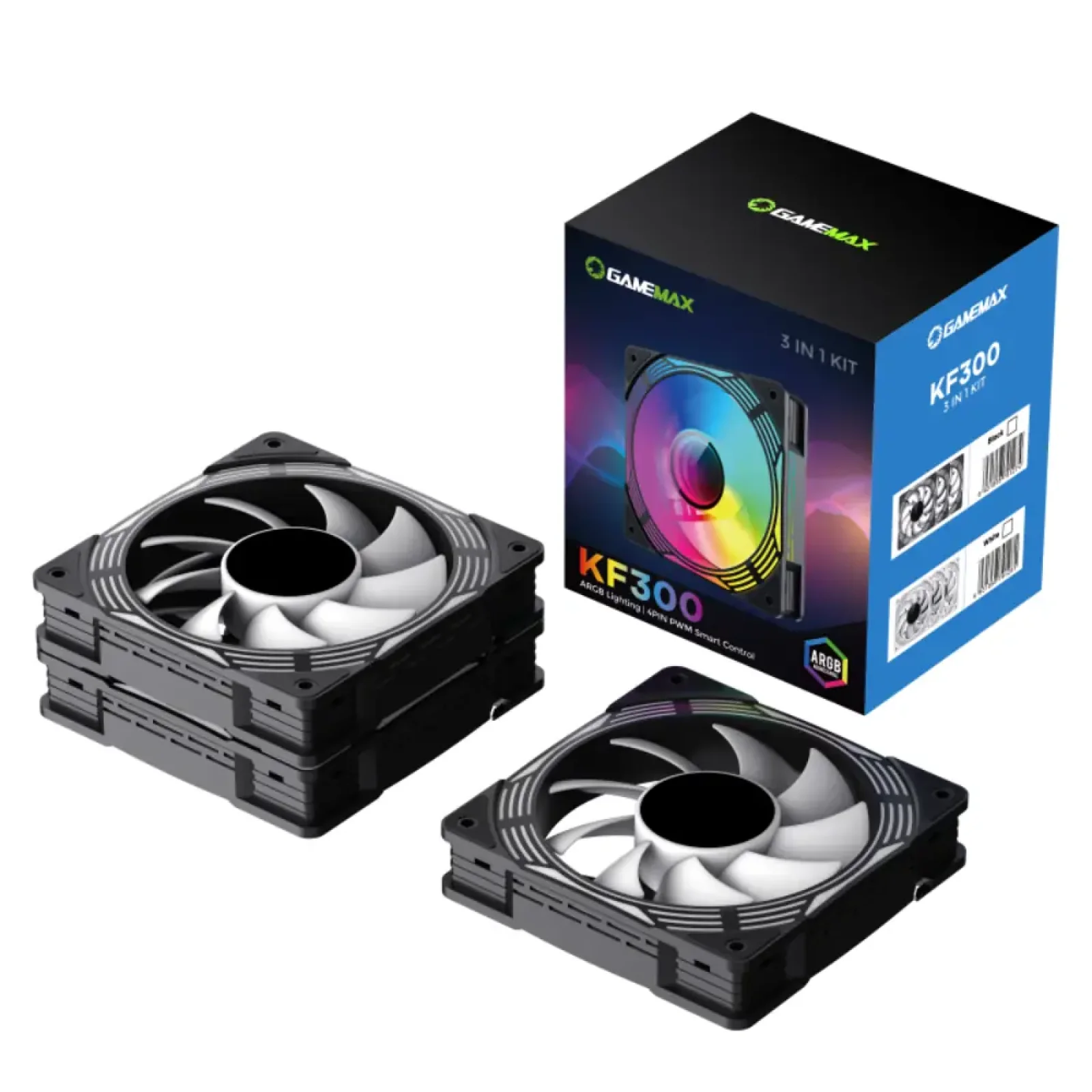 Кулер для корпусу GAMEMAX 120mm*3 KIT ARGB fan KF300 BK UA