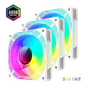 Кулер для корпусу GAMEMAX 120mm*3 KIT ARGB fan (функція ре версу) KF300R WH UA