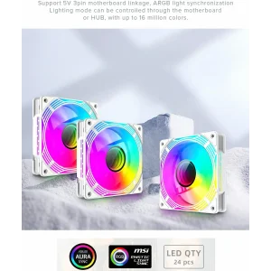 Кулер для корпусу GAMEMAX 120mm*3 KIT ARGB fan (функція ре версу) KF300R WH UA