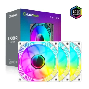 Кулер для корпусу GAMEMAX 120mm*3 KIT ARGB fan (функція ре версу) KF300R WH UA