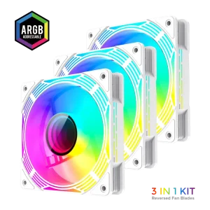 Кулер для корпусу GAMEMAX 120mm*3 KIT ARGB fan (функція ре версу) KF300R WH UA
