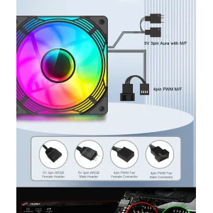 Кулер для корпусу GAMEMAX 120mm*3 KIT ARGB fan (функція ре версу) KF300R BK UA