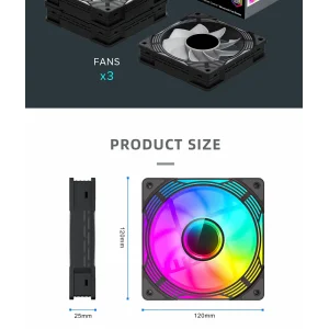Кулер для корпусу GAMEMAX 120mm*3 KIT ARGB fan (функція ре версу) KF300R BK UA