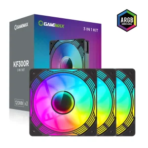 Кулер для корпусу GAMEMAX 120mm*3 KIT ARGB fan (функція ре версу) KF300R BK UA
