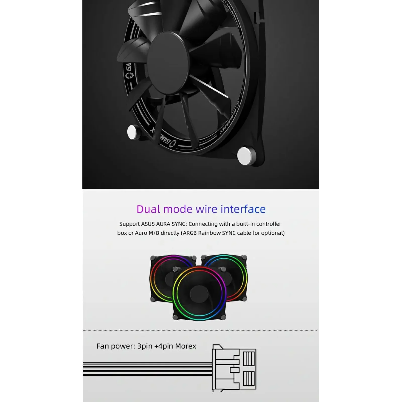 Кулер для корпусу GAMEMAX 120mm*3 KIT ARGB fan RB 300 UA
