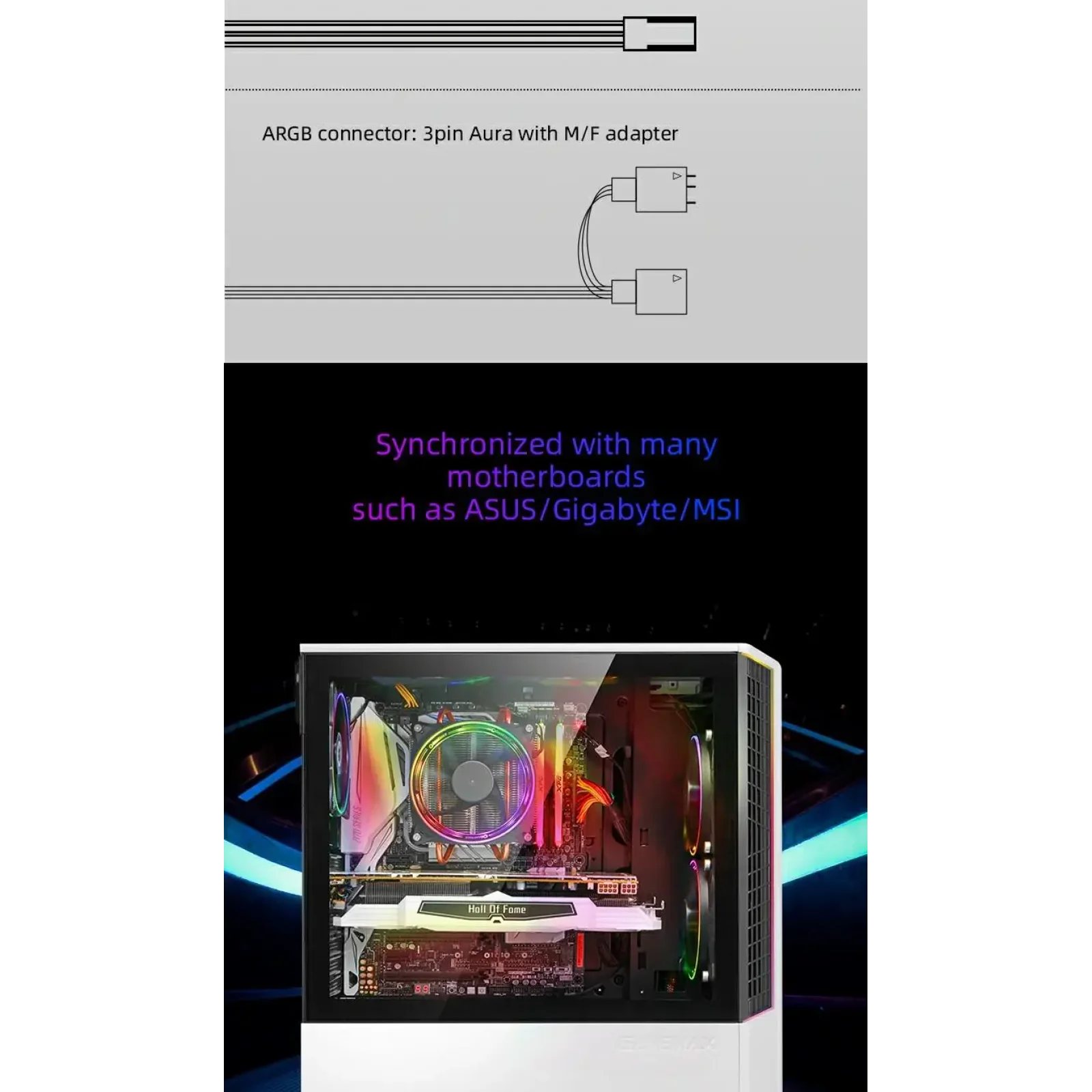 Кулер для корпусу GAMEMAX 120mm*3 KIT ARGB fan RB 300 UA