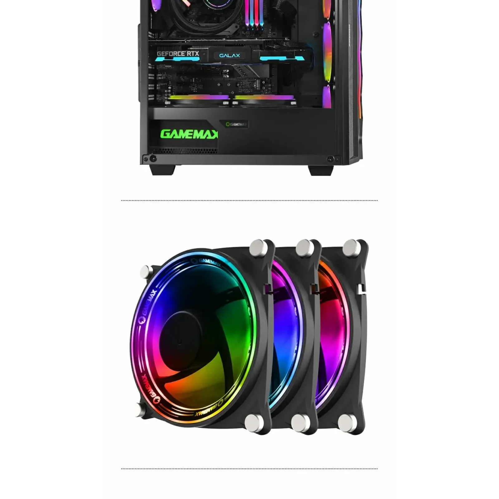 Кулер для корпусу GAMEMAX 120mm*3 KIT ARGB fan RB 300 UA