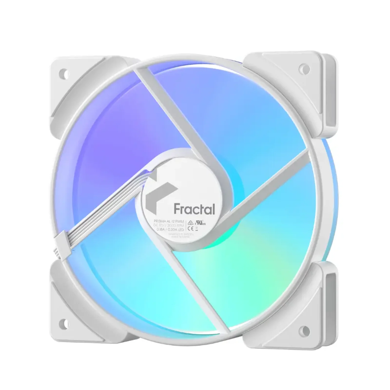 Вентилятор для корпуса FRACTAL DESIGN 120 мм, білий, ARGB PWM Prisma AL-12 PWM White (FD-FAN-PRI-AL12-PWM-WT) UA