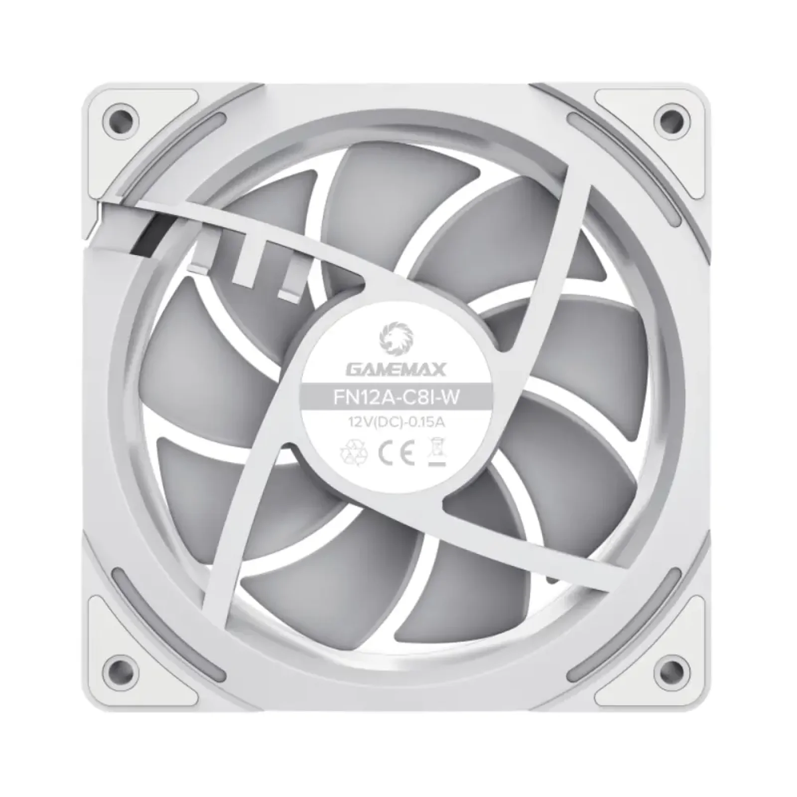 Кулер для корпусу GAMEMAX 120 мм, 4pin(M/F)/3pin(M/F), ARGB, PWM, білий, FN12A-C8I-W UA