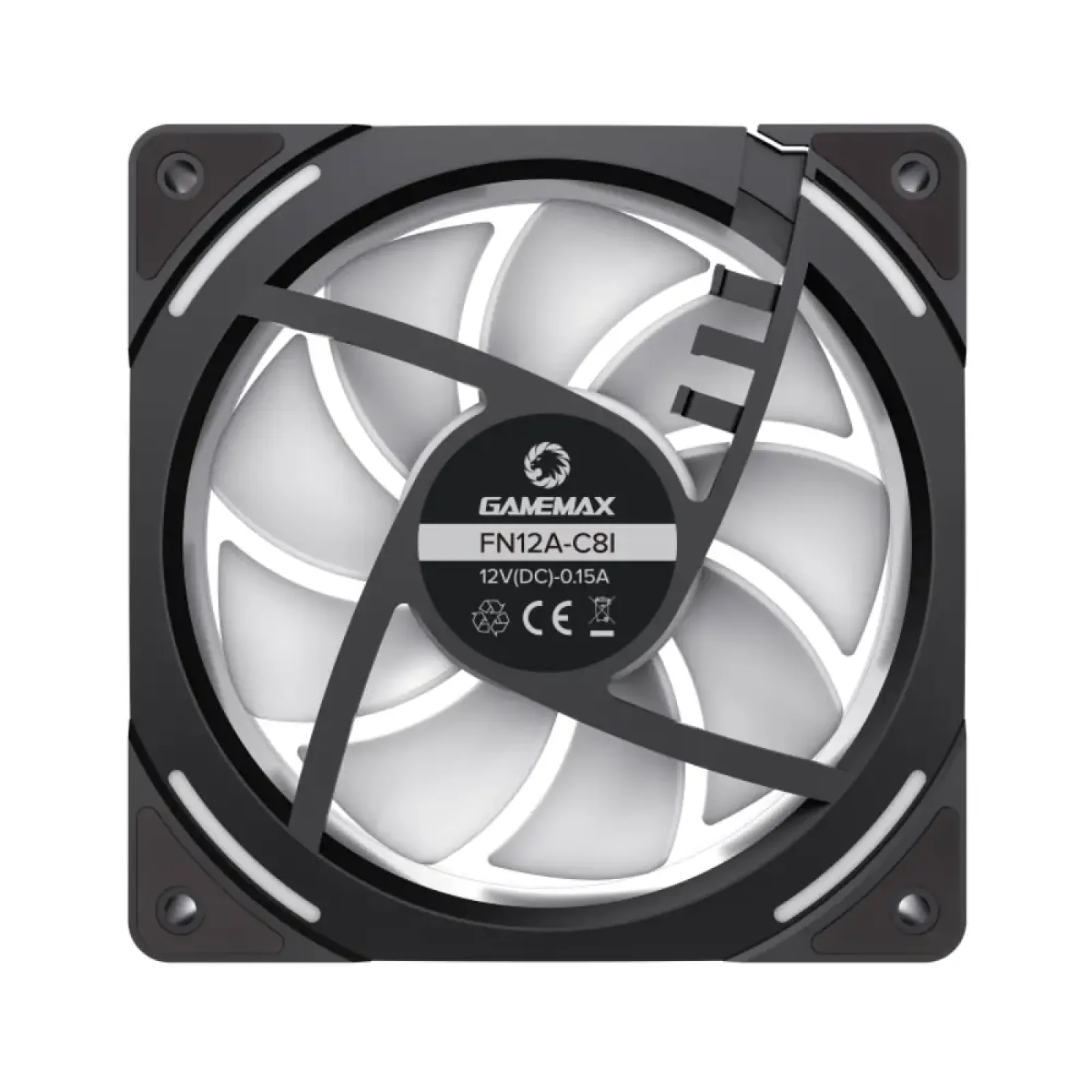 Кулер для корпусу GAMEMAX 120 мм, 4pin(M/F)/3pin(M/F), ARGB, PWM, чорна рамка FN12A-C8I FN12A-C8I UA