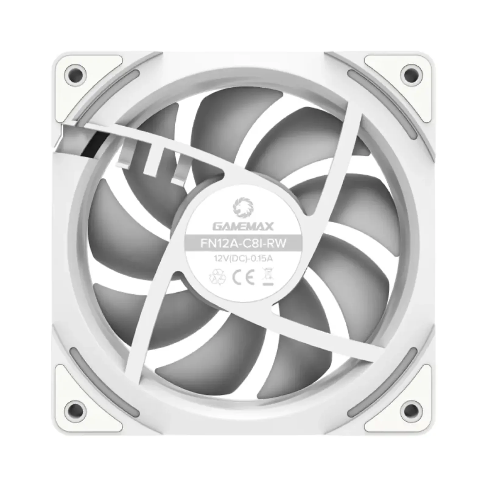 Кулер для корпусу GAMEMAX 120 мм, 4pin(M/F)/3pin(M/F), ARGB, PWM, білий, реверсивний FN12A-C8I-RW FN12A-C8I-RW UA