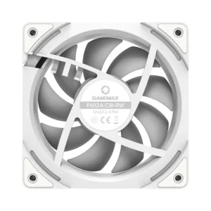 Кулер для корпусу GAMEMAX 120 мм, 4pin(M/F)/3pin(M/F), ARGB, PWM, білий, реверсивний FN12A-C8I-RW FN12A-C8I-RW UA