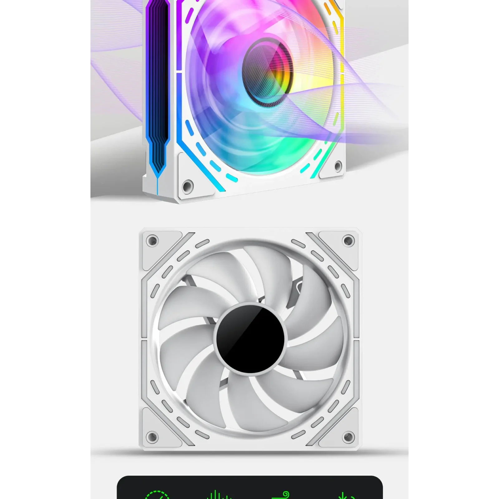Кулер для корпусу GAMEMAX 120 мм, 4pin(M/F)/3pin(M/F), ARGB, PWM, білий FN12A-S2I-W FN12A-S2I-W UA