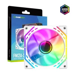 Кулер для корпусу GAMEMAX 120 мм, 4pin(M/F)/3pin(M/F), ARGB, PWM, білий FN12A-S2I-W FN12A-S2I-W UA