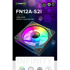 Кулер для корпусу GAMEMAX 120 мм, 4pin(M/F)/3pin(M/F), ARGB, PWM, чорна рамка FN12A-S2I (FN12A-S2I ) UA