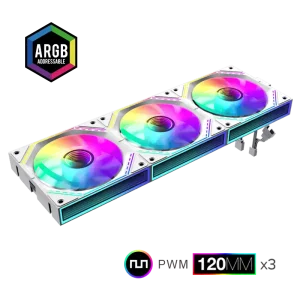 Кулер для корпусу GAMEMAX КІТ 3х120мм,4pin(M/F)/3pin(M/F) , ARGB, PWM, білий, FN12A-S3I-W UA